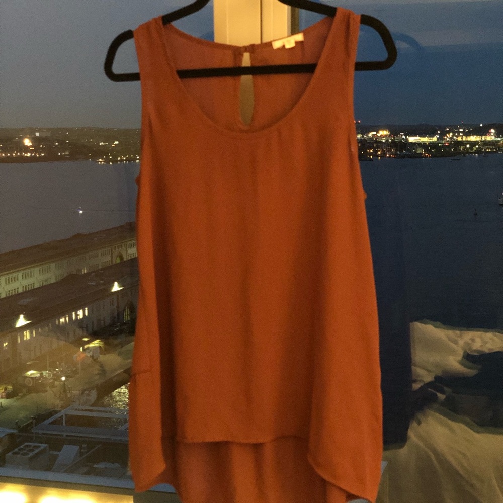 Brown sleeveless blouse
